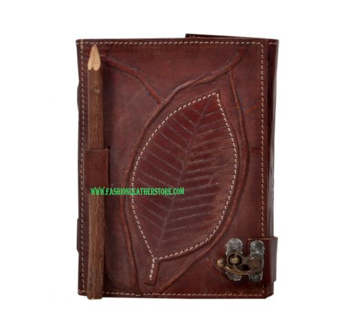 Genuine Leather Journal Antique Leave Journal Notebook With Pencil Design Notebook